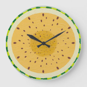 Lebendige gelbe Wassermelonen-Scheibe Gemaltes Obs Große Wanduhr