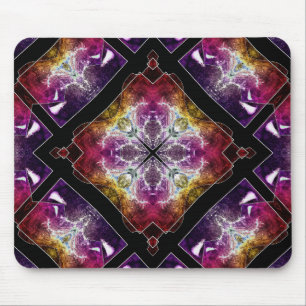 Lebendige Geometrie mit lila und goldenen Akzenten Mousepad