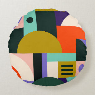 Lebendige geometrische abstrakte Kunst mit kräftig Rundes Kissen