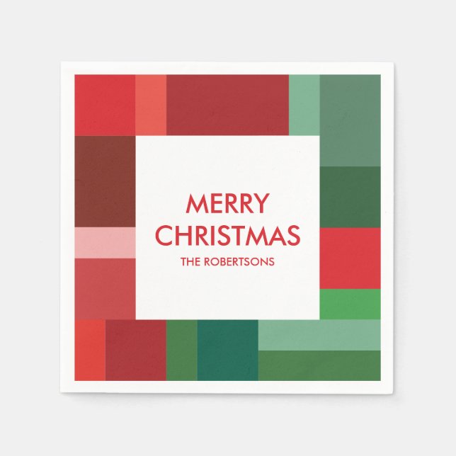 Lebendige geometrische Farbblock-Weihnachtsfeier Serviette (Vorderseite)