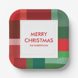 Lebendige geometrische Farbblock-Weihnachtsfeierta Pappteller