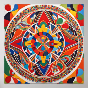 Lebendige geometrische Mandala-Kunst Poster