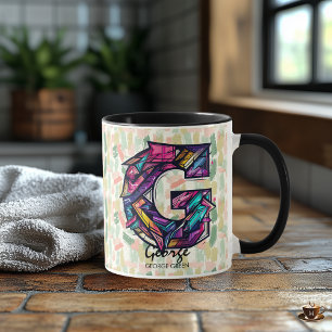 Lebendige geometrische Monogramm-Tasse - G für Geo Tasse