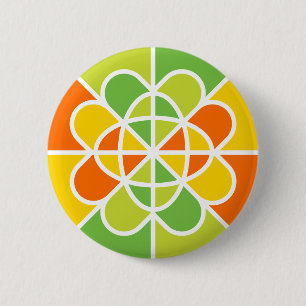 Lebendige geometrische Sonnenstrahl-Abstrakte Kuns Button