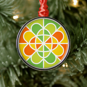 Lebendige geometrische Sonnenstrahlen-Abstrakte Ku Ornament Aus Metall