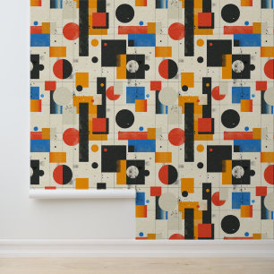Lebendige geometrische Vintage-Formen im Muster Tapete