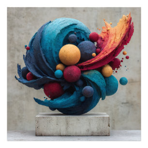 Lebendige, gerissene Kugel - Explosive Farbsculptu Fotodruck