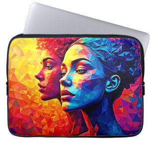 Lebendige Gesichter Mosaik-Abstraktdruck Laptopschutzhülle