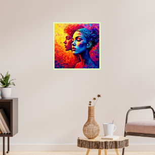 Lebendige Gesichter Mosaik-Abstraktdruck Poster
