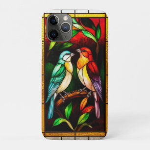 Lebendige Glasmalerei mit farbenfrohen Vögeln Case-Mate iPhone Hülle