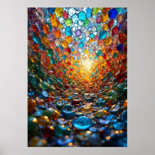 Lebendige Glasmosaik-Kunst mit leuchtenden Farben Poster