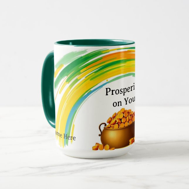 Lebendige Goldmünzen St. Patty's Herz Tasse (Vorderseite Links)