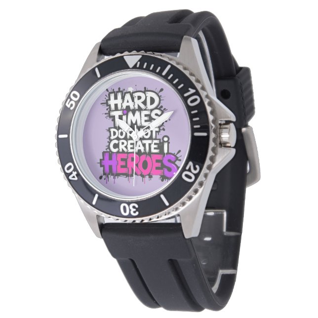 Lebendige Gradient-Typografische Create Heroes  Armbanduhr (Schrägansicht)