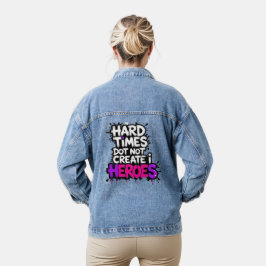 Lebendige Gradient-Typografische Create Heroes Jeansjacke