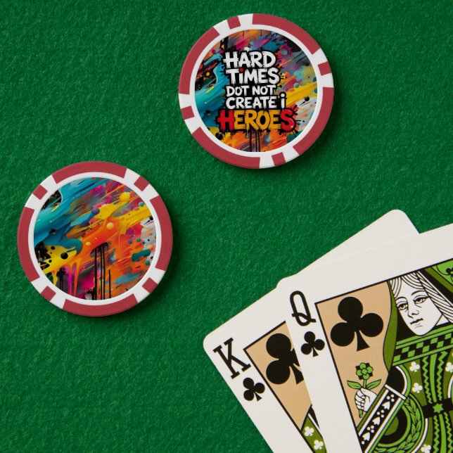 Lebendige Gradient-Typografische Create Heroes  Pokerchips (Pokertisch (doppelt))