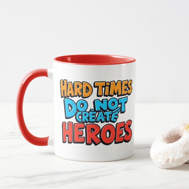 Lebendige Gradient-Typografische Create Heroes  Tasse (Mit Donut)