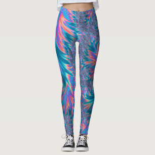 Lebendige Groovy Trippy Bohemian Türkis Korallen F Leggings