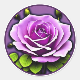 Lebendige große lila Rosen-Blumenillustration Runder Aufkleber