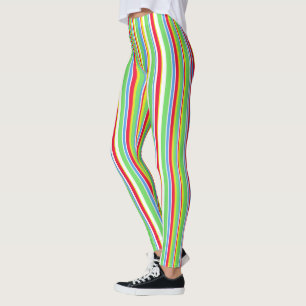 Lebendige grün blaue rote gelbe gestreifte Legging Leggings