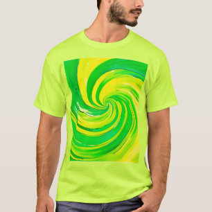 Lebendige grüne und gelbe Wirbelkunst T-Shirt
