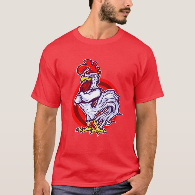 Lebendige Hahn-Illustration Grafik-T-Shirt T-Shirt (Vorderseite)