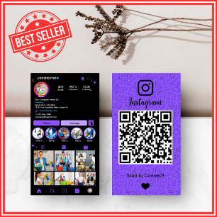 Lebendige Hausmeister Instagram-QR in Lila Visitenkarte
