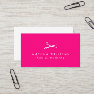 Lebendige heiße pinke Schere Hairstylist Visitenkarte