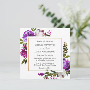 Lebendige, helle Lila Blumenzunge Moderne Hochzeit Einladung