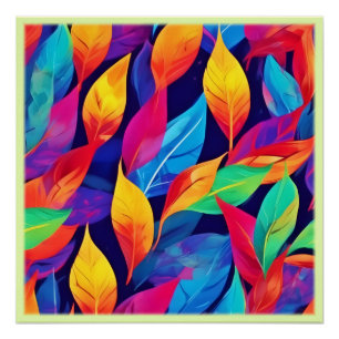 Lebendige Herbstblätter Abstrakte Kunst Poster