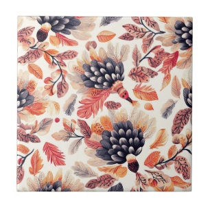 Lebendige Herbsttruthähne – Whimsical Watercolor Fliese