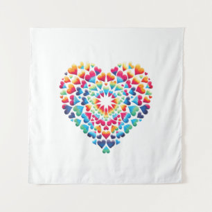 Lebendige Herz-Tie-Dye Wandteppich