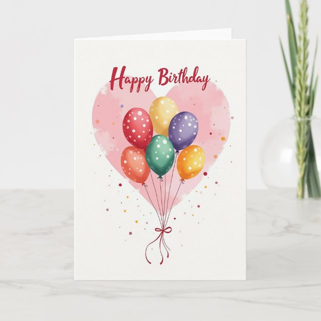 Lebendige Herzballons Karte (Vorderseite)
