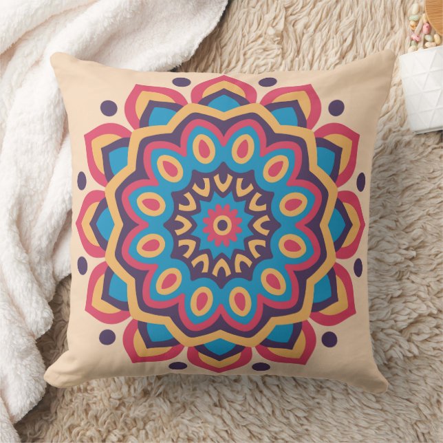 Lebendige Hexcolor Mandala Kissen (Decke)