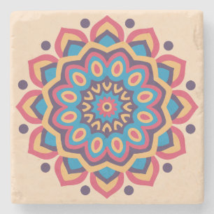 Lebendige Hexcolor Mandala Steinuntersetzer