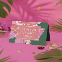 Lebendige Hibiskus-Tropen-Hochzeitsplatzkarte