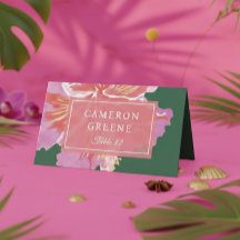 Lebendige Hibiskus-Tropen-Hochzeitsplatzkarte