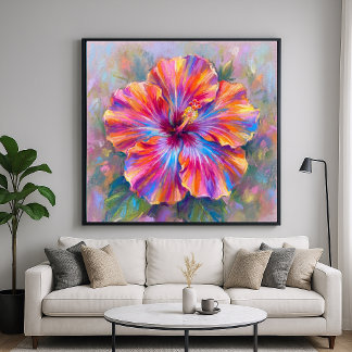 Lebendige Hibiskusblüte - impressionistische Kunst Poster