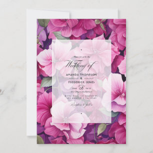 Lebendige Himbeer-Blumenhochzeit Einladung