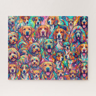 Lebendige Hund-Traumlandschaft – Psychedelischer B Puzzle