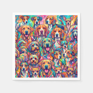 Lebendige Hund-Traumlandschaft – Psychedelischer B Serviette