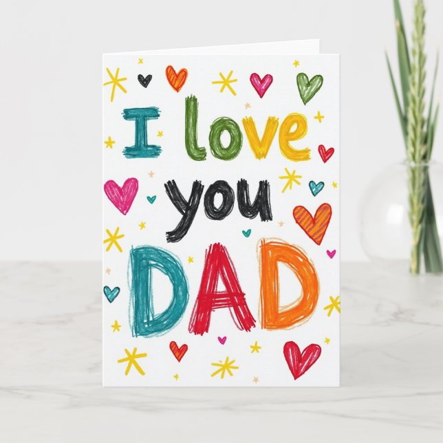 Lebendige Ich liebe dich Papa Karte (Vorderseite)