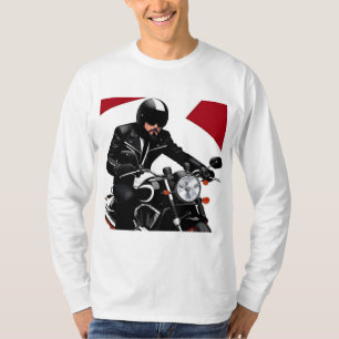 Lebendige Illustration eines Motorradfahrers beim T-Shirt