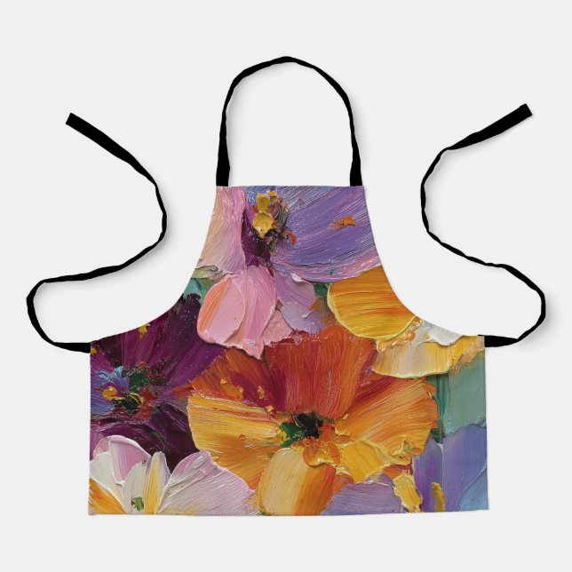 Lebendige Impasto-Blumenmalerei-Schürze Schürze (Vorderseite)