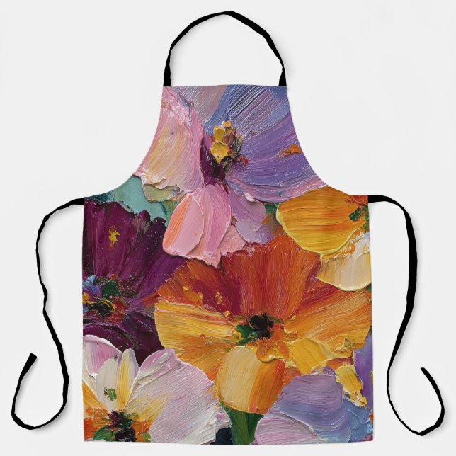Lebendige Impasto-Blumenmalerei-Schürze Schürze (Vorderseite)