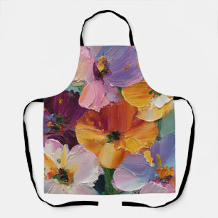 Lebendige Impasto-Blumenmalerei-Schürze Schürze