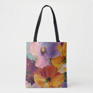 Lebendige Impasto-Blumenmalerei-Tragetasche