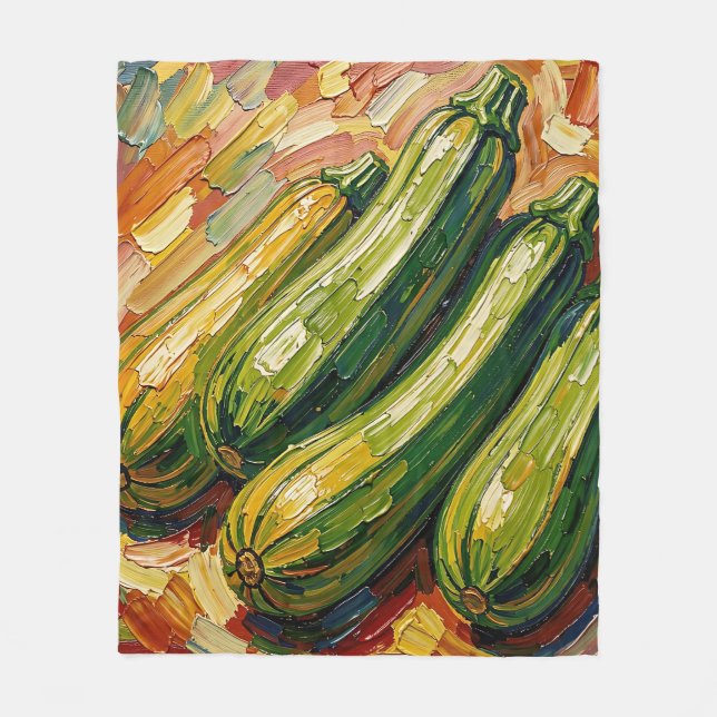 Lebendige Impasto-Zucchini-Malerei Fleecedecke (Vorderseite)