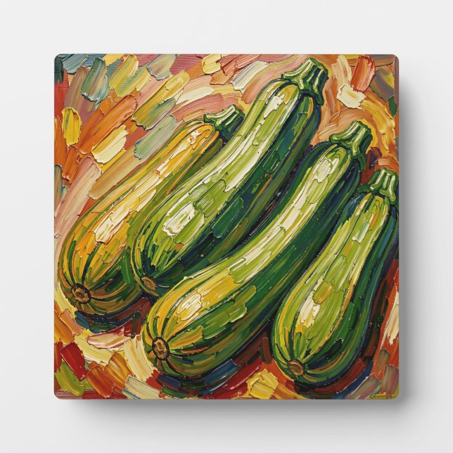 Lebendige Impasto-Zucchini-Malerei Fotoplatte (Vorderseite)
