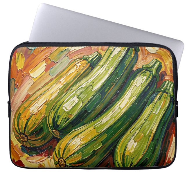 Lebendige Impasto-Zucchini-Malerei Laptopschutzhülle (Vorderseite)