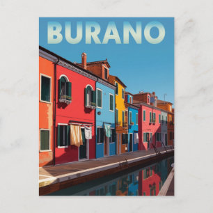 Lebendige Insel Burano Italien Postkarte